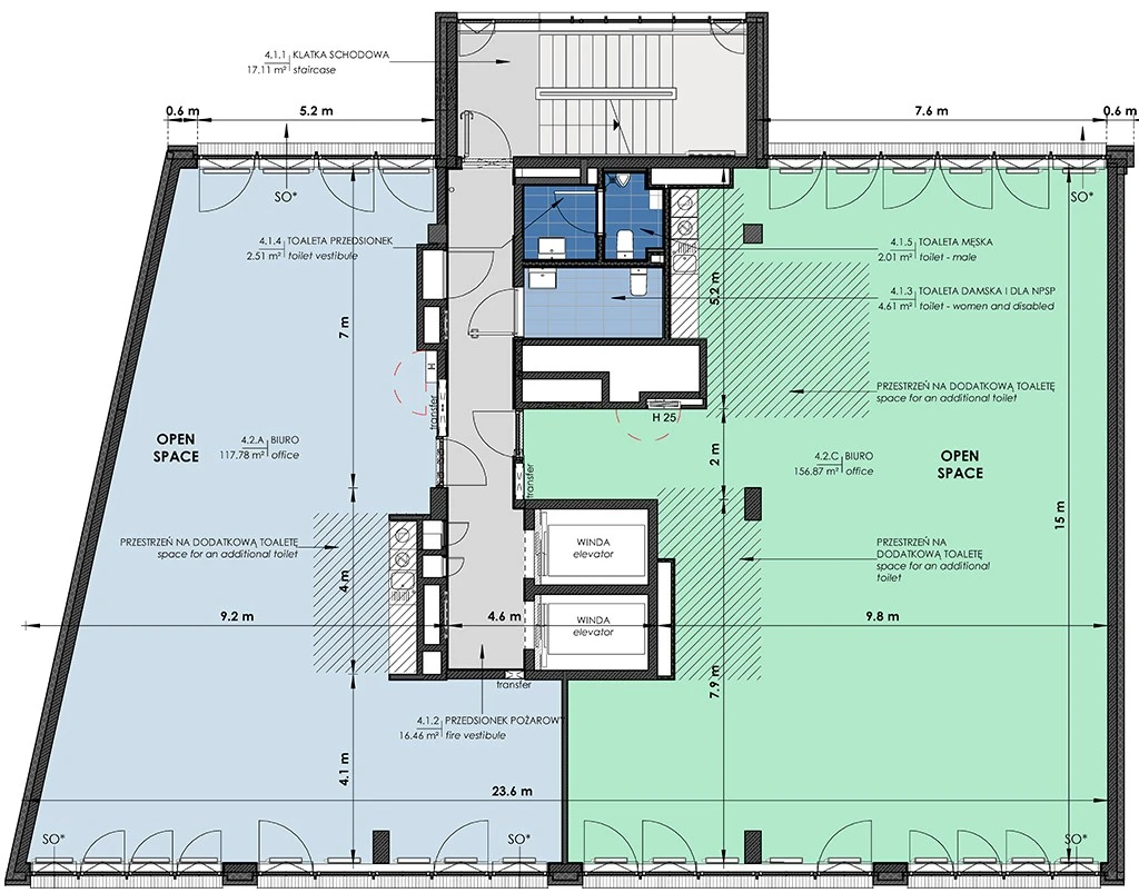 Piętro 2 - podział na 2 lokale