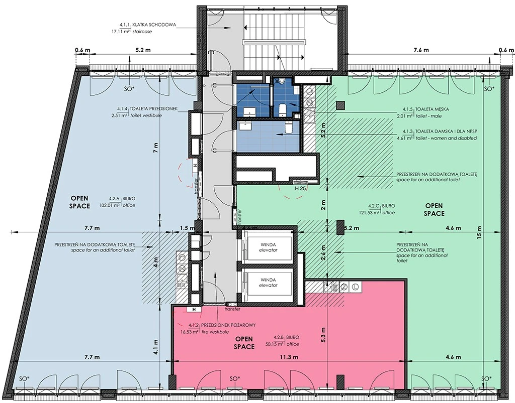 Piętro 2 - podział na 3 lokale
